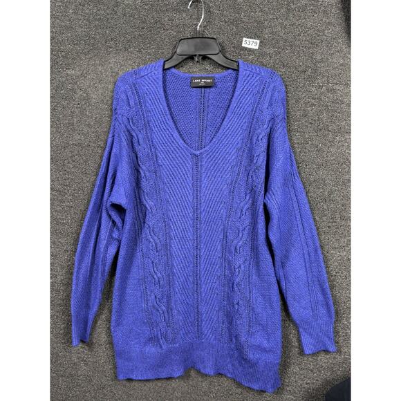Lane Bryant Cable Knit Sweater Womens Size 14/16 Purple V-Neck Pullover - Picture 1 of 7